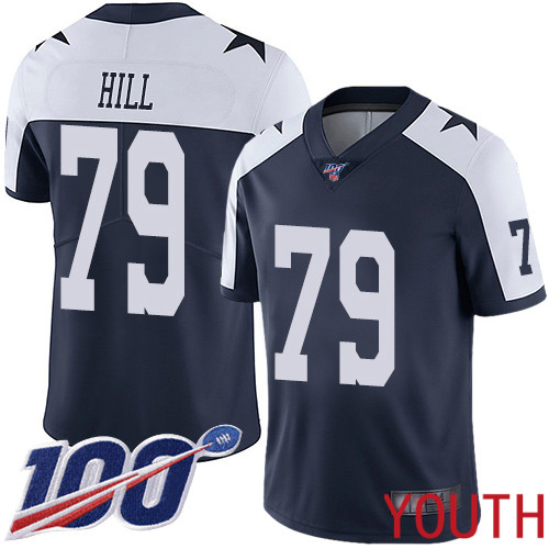 Youth Dallas Cowboys Limited Navy Blue Trysten Hill Alternate #79 100th Season Vapor Untouchable Throwback NFL Jersey->youth nfl jersey->Youth Jersey